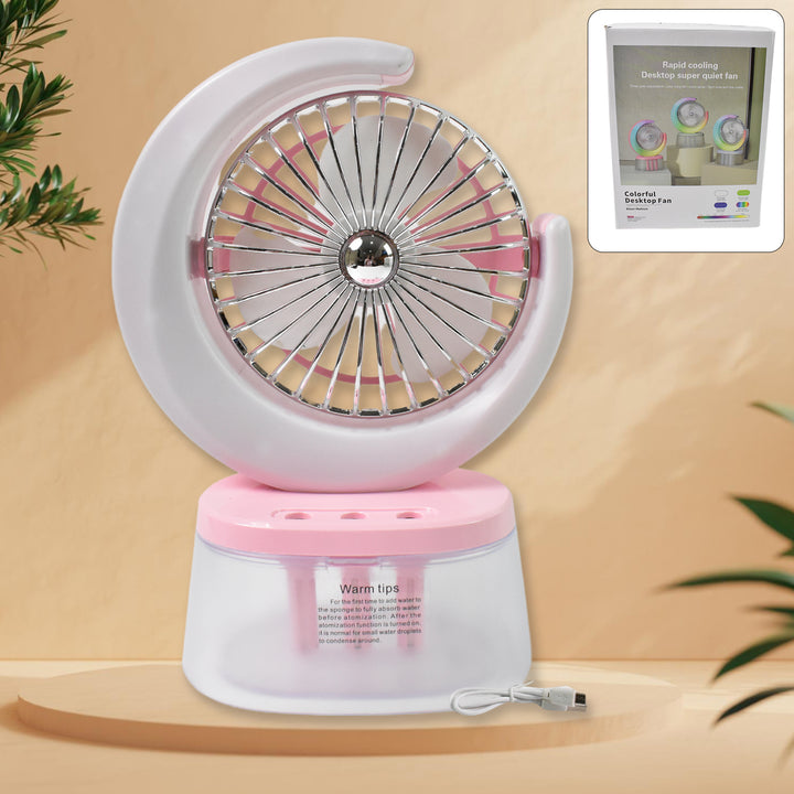 Desktop Fan - Camping Fan With Led Light Portable Humidifying Fan (1 Pc  Plug  Play Fan) - Trendex