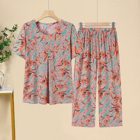 Middle-aged And Elderly Ice Silk Short Sleeve Suit - Trendex
