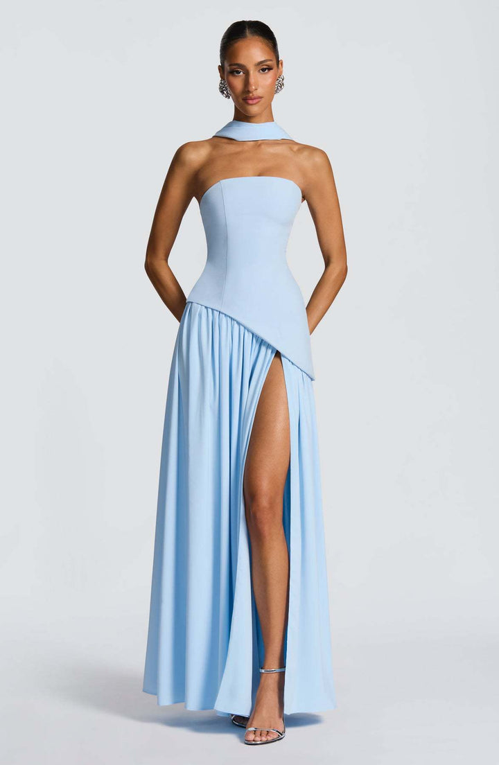 Fashion Sexy Backless Tube Top Pure Color Split Dress - Trendex