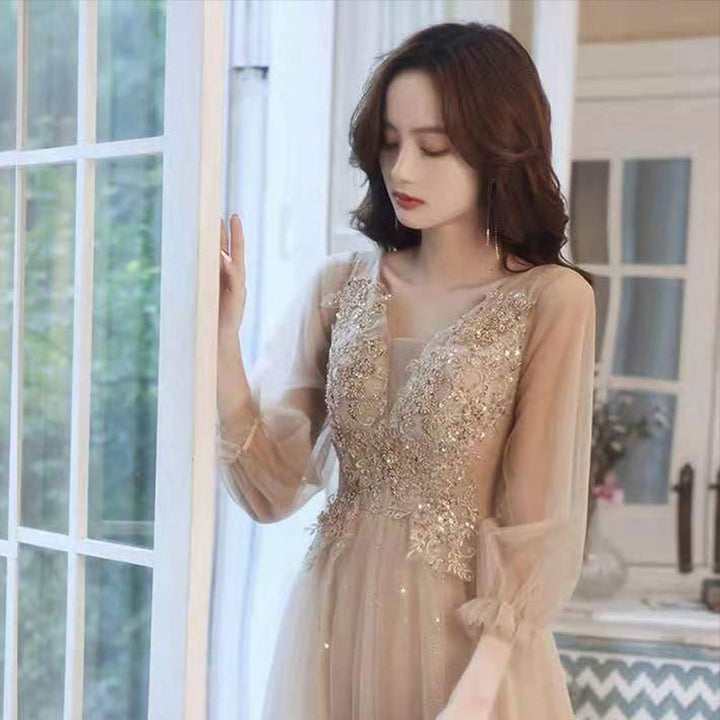 Slim Beauty Gold Banquet Evening Dress - Trendex