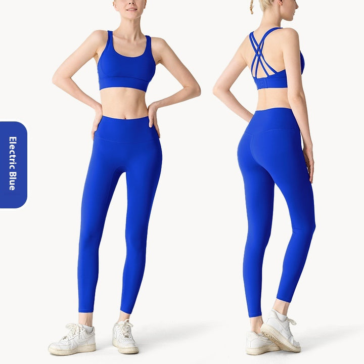 Cross Beauty Back Exercise Bra Peach Hip High Waist Yoga Clothes For Women - Trendex