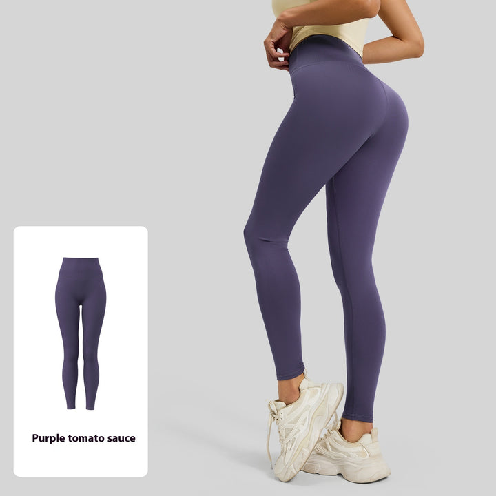No Embarrassment Line Peach Hip Raise Yoga High Waist Belly Contracting Exercise Nude Feel Leggings - Trendex