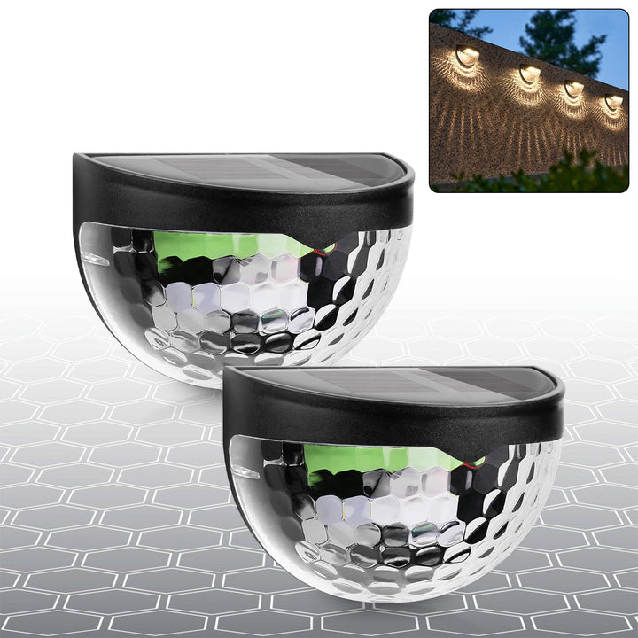 6 Led Solar Powered Wall Mount Fence Light With Honeycomb Shade Design (2 Pc Set) - Trendex