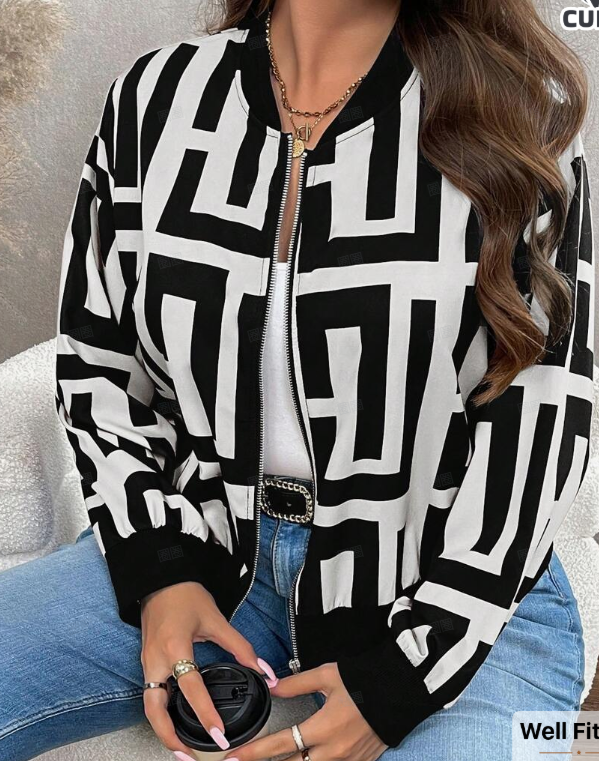 Minimally Casual Printed Women's Jacket - Trendex