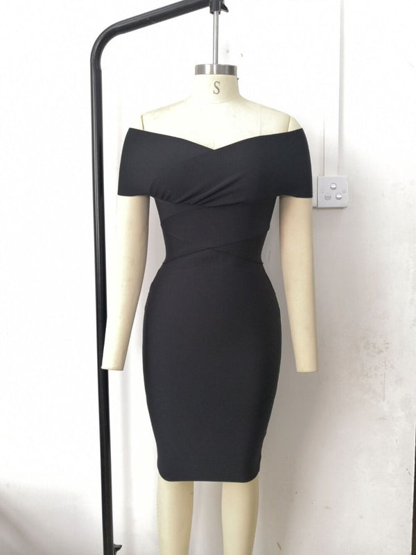 Elegant Slim-fit Off-shoulder Bandage One-piece Dress - Trendex