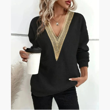 Women's Fashion Color Contrast Loose-fitting T-shirt Top - Trendex