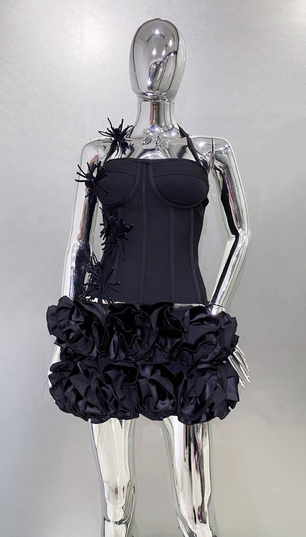Bandage Vest Flower Evening Dress Two-piece Suit - Trendex
