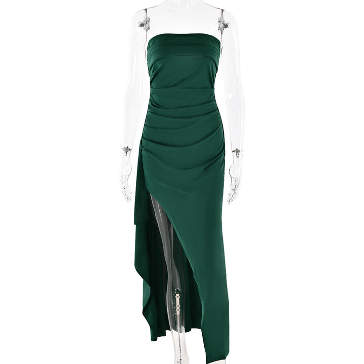 Evening Gown Women's One Neck Strapless Dress Fashionable And Sexy Backless High Slit Long Dress - Trendex