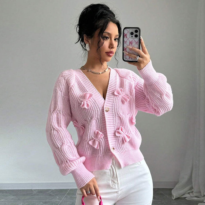 Women's Solid Color Long Sleeve Bowknot Knitwear Cardigan Coat - Trendex