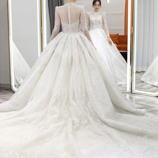 Long Sleeve French Vintage Light Wedding Dress Bride - Trendex