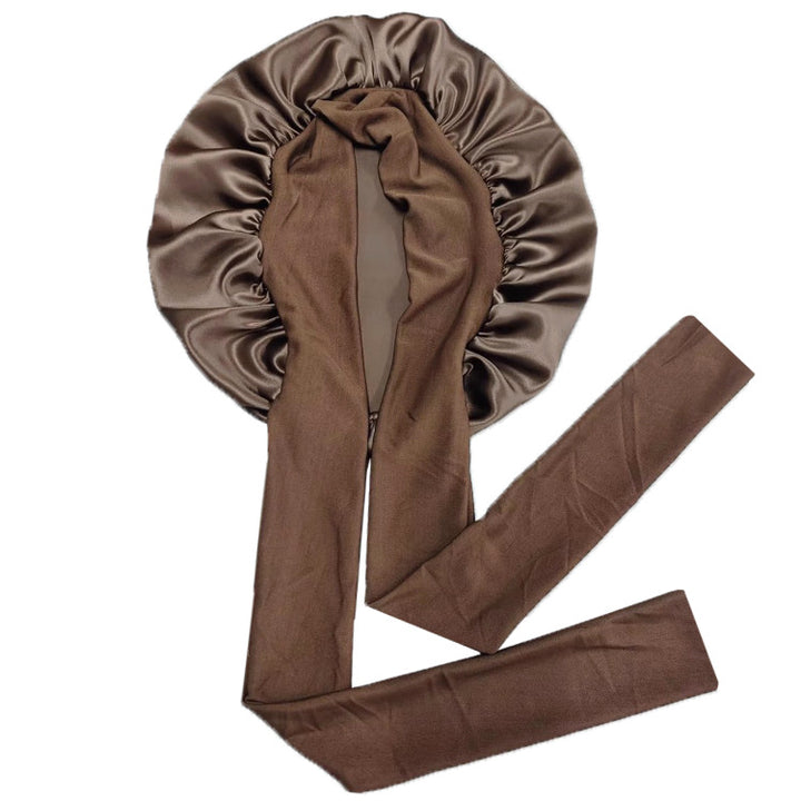 Simple Wide Ribbon Adjustable Silk Nightcap - Trendex