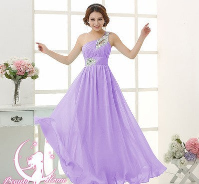 Evening dress one-shoulder dinner banquet long banquet - Trendex