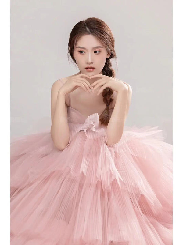 Elegant Girl's Wedding Photography Dress Pink White - Trendex