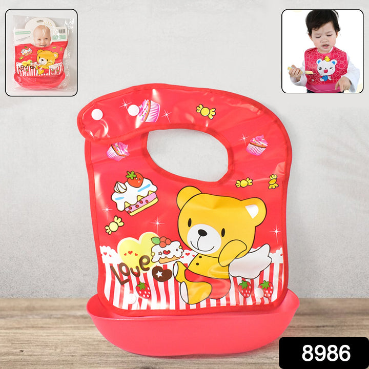 Multifunctional Waterproof Bpa Free Reusable Soft Fabric Plastic Baby Bib (1 Pc) - Trendex