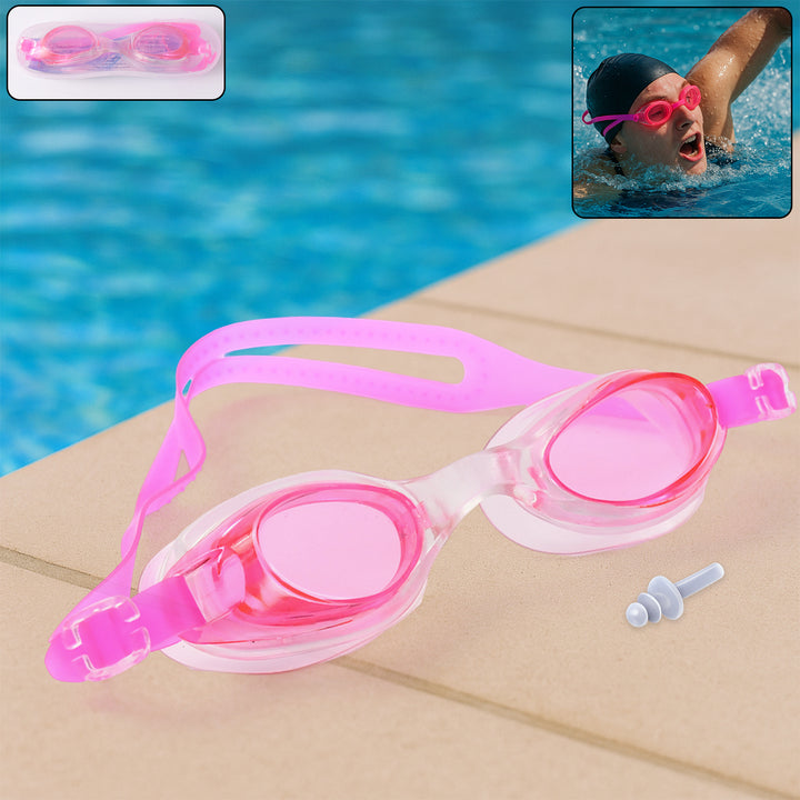 0399a Swimming Goggles With Adjustable Clear Vision Anti-fog Waterproof Swimming Goggles - Trendex