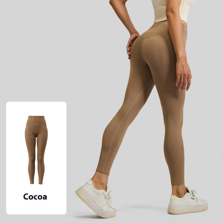 No Embarrassment Line Peach Hip Raise Yoga High Waist Belly Contracting Exercise Nude Feel Leggings - Trendex