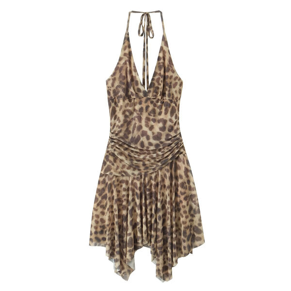 Women's American Retro Hot Girl Sexy Leopard Print Dress - Trendex