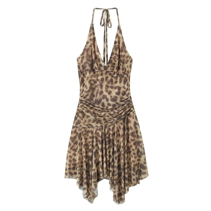 Women's American Retro Hot Girl Sexy Leopard Print Dress - Trendex