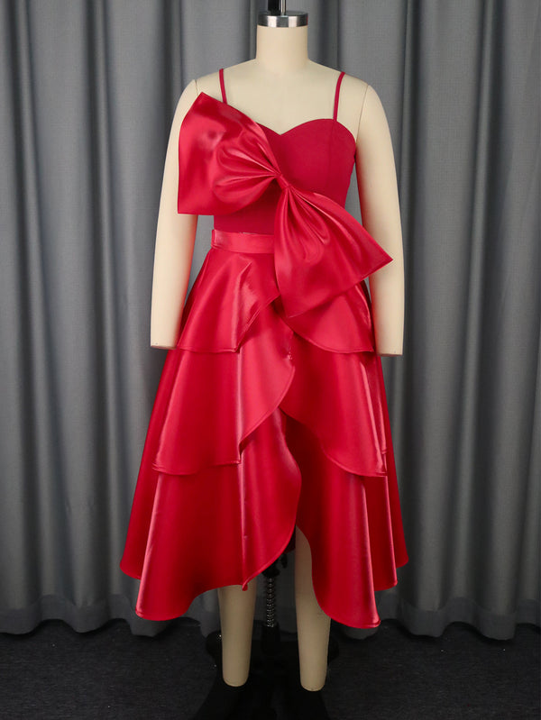 Bow Sexy Camisole Irregular Skirt Suit - Trendex
