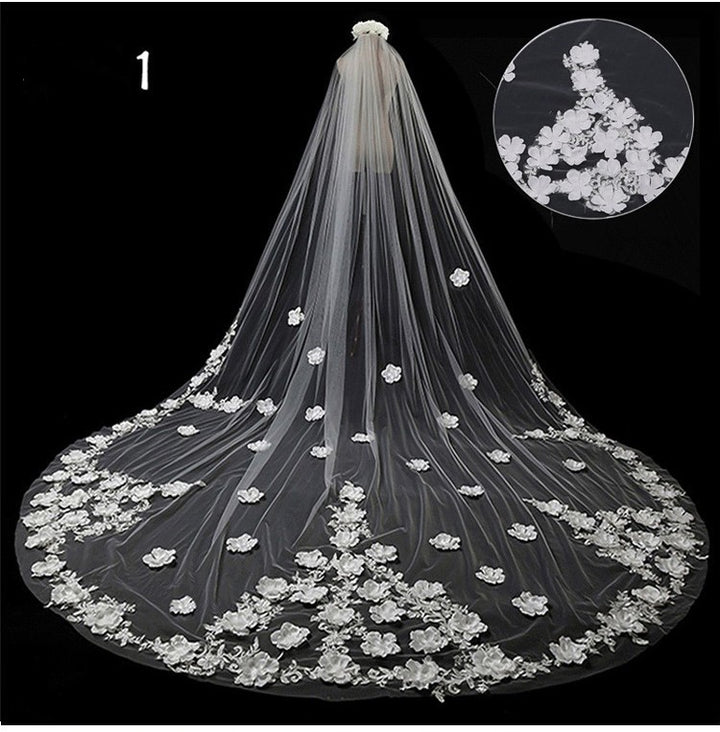 Bridal Wedding Dress Long Tail Luxury Super Fairy Wedding Veil - Trendex