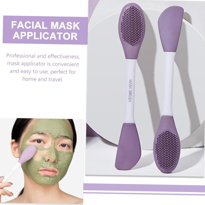 12532 Double-headed Silicone Mask Brush Face Cleansing And Applying Mud Mask Beauty Salon Special Brush Smear Tool Facial Scrub Silicone Wash Scrubber Face Tools (1 Pc) - Trendex
