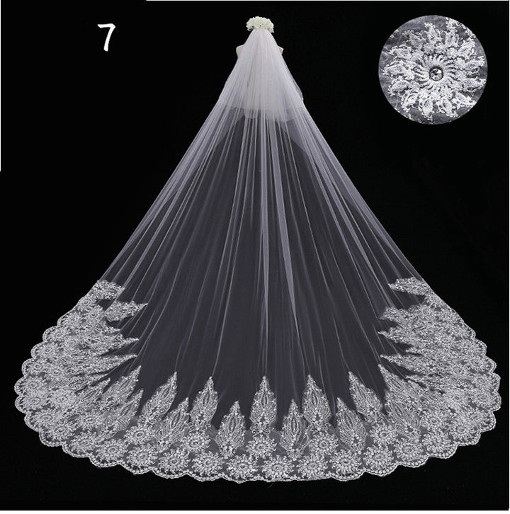 Bridal Wedding Dress Long Tail Luxury Super Fairy Wedding Veil - Trendex