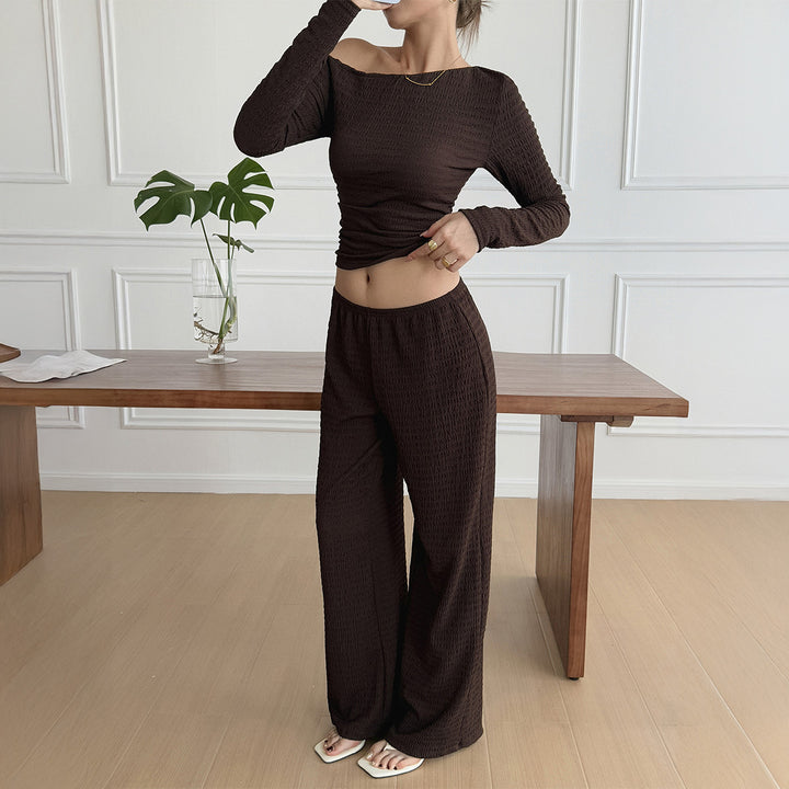 Women's Long Sleeve Vest Pants Two-piece Suit - Trendex