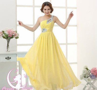 Evening dress one-shoulder dinner banquet long banquet - Trendex