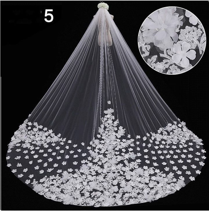 Bridal Wedding Dress Long Tail Luxury Super Fairy Wedding Veil - Trendex