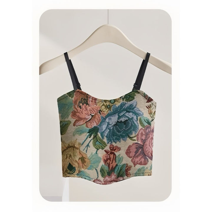 Vintage Floral Pleated Beauty Back Sling - Trendex