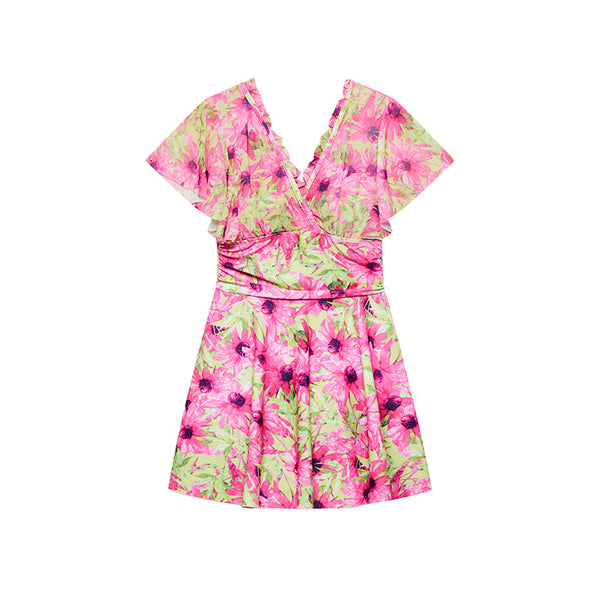 French Floral Dress Women's Flab Hiding - Trendex
