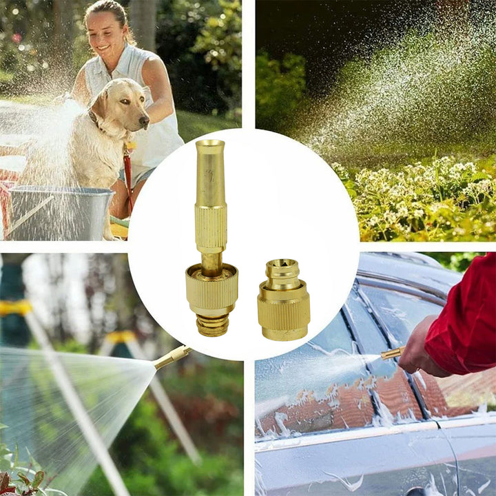 7588 Water Spray Nozzle For Water Pipe Booster Nozzle For Car Wash Nozzle With High Pressure Water Adjustable Brass Nozzle Water Spray Gun For Gardening Watering Tools - Trendex