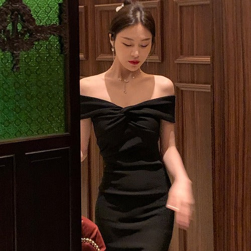 French Style Slim Fit Socialite Elegant Evening Dress Skirt Female Early Spring And Summer - Trendex