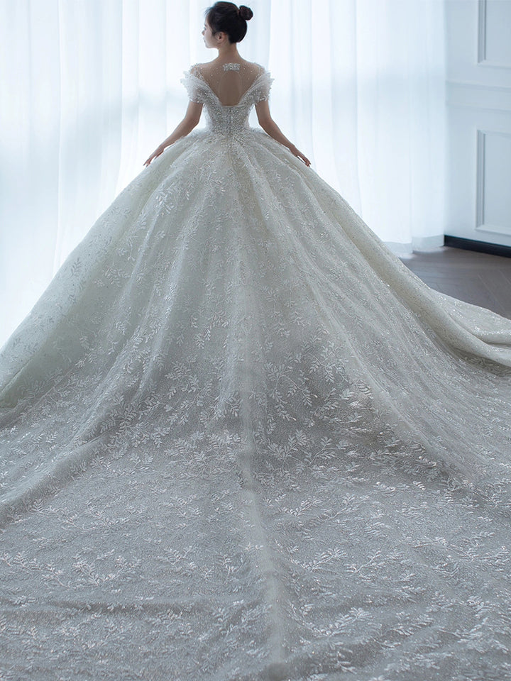 Off Shoulder French Main Wedding Dress - Trendex