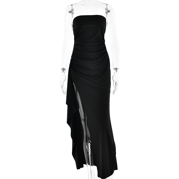 Evening Gown Women's One Neck Strapless Dress Fashionable And Sexy Backless High Slit Long Dress - Trendex