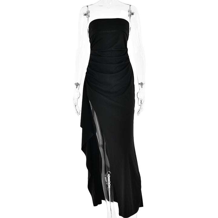 Evening Gown Women's One Neck Strapless Dress Fashionable And Sexy Backless High Slit Long Dress - Trendex