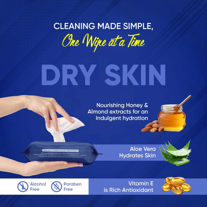 Beautiful Basics Dry Oily Sensitive  Normal Skin Face Wipes (4 Pkts X 100 Pcs Wipes) - Trendex