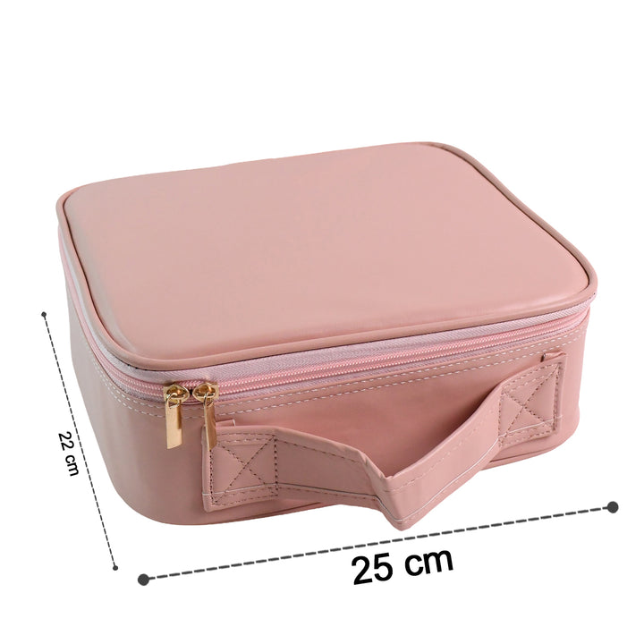 Pink Premium Led Light Makeup Organizer Box (1 Pc) - Trendex