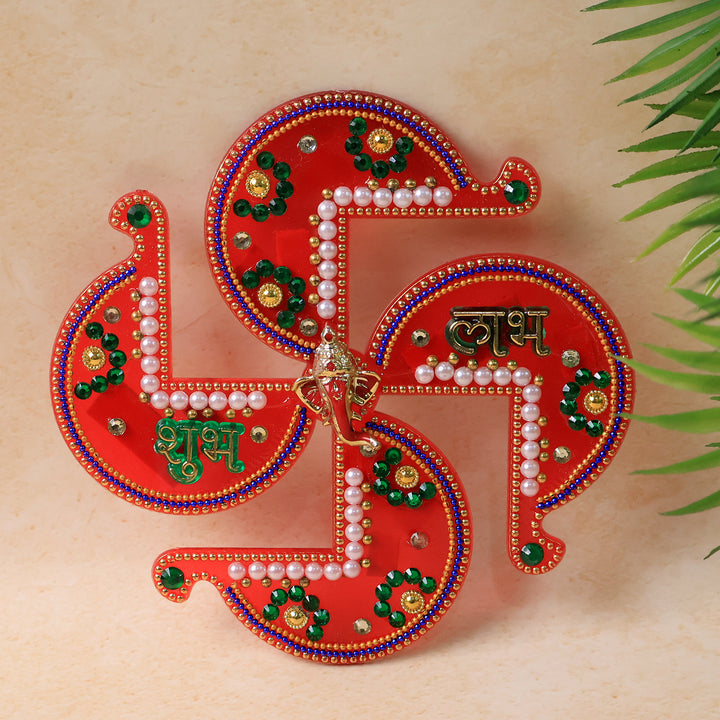 Acrylic Swastik Shubh Labh Wall Hanging  (1 Pc) - Trendex