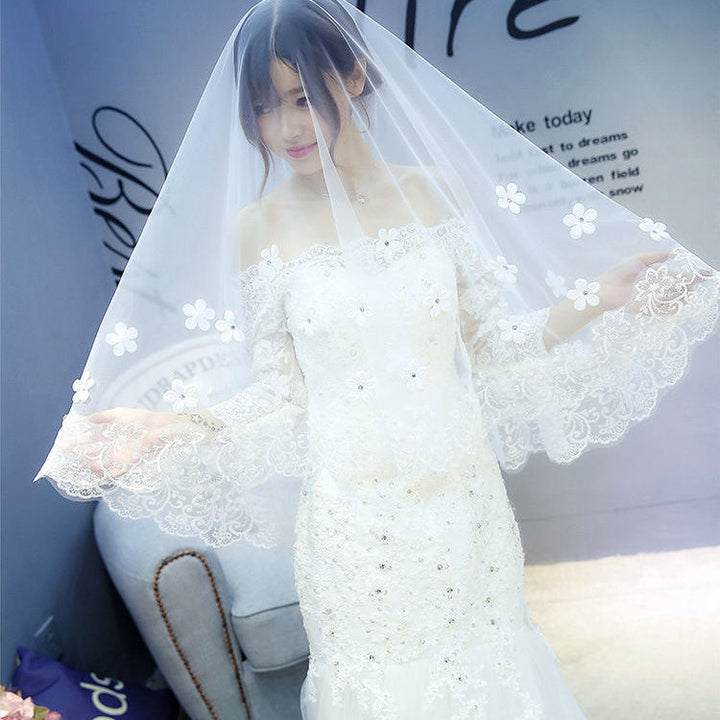 New Style Veil Korean Lace Petal Veil - Trendex