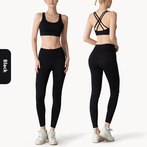 Cross Beauty Back Exercise Bra Peach Hip High Waist Yoga Clothes For Women - Trendex