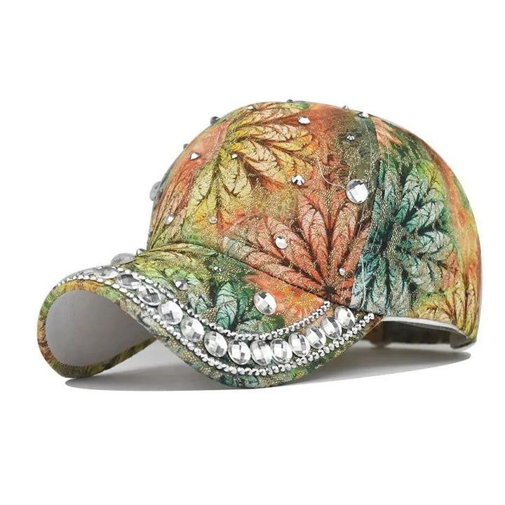 Outdoor Sun Protection Colorful Cat Eye Rhinestone Baseball Cap - Trendex