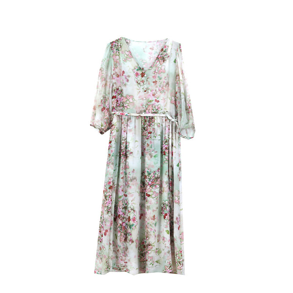 New Fashion V-neck Temperament Printed Dress - Trendex