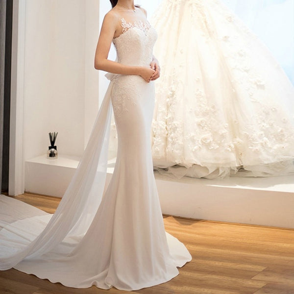 Mid-waist Dream See-through Super Fairy Light Wedding Dress - Trendex