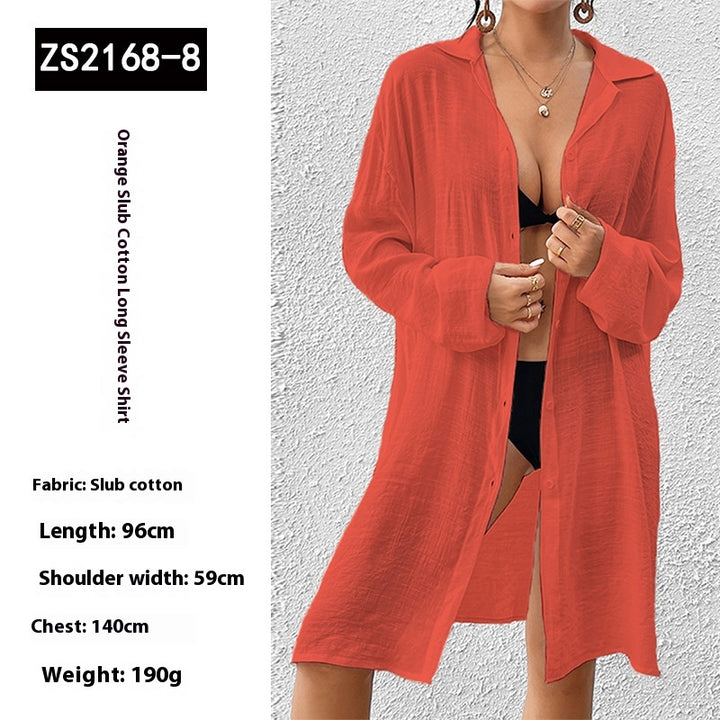 Tencel Slub Cotton Long-sleeved Shirt For Women - Trendex