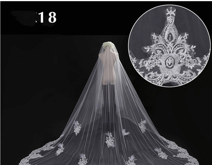 Bridal Wedding Dress Long Tail Luxury Super Fairy Wedding Veil - Trendex