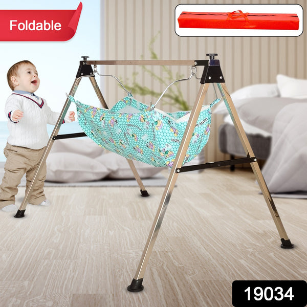 Baby Boys And Girls Portable Folding Swing Stainless Steel Stand (1 Pc) - Trendex