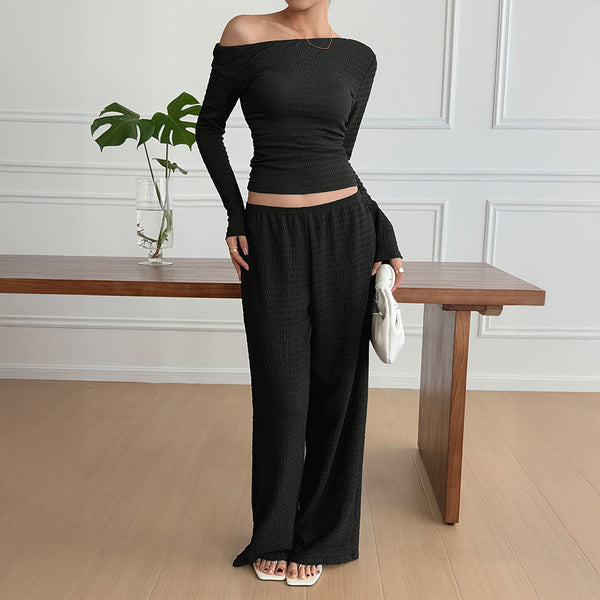 Women's Long Sleeve Vest Pants Two-piece Suit - Trendex