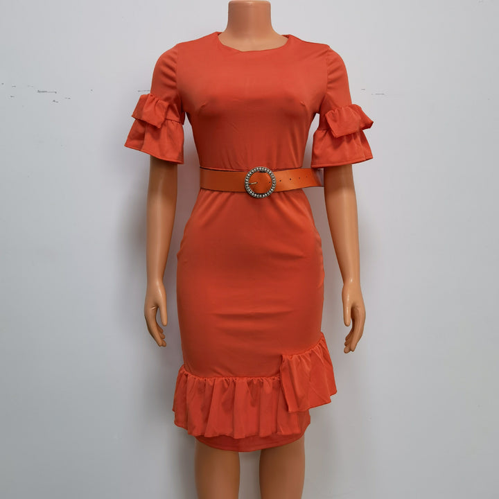 Women's Fashion Ruffles Extra Large Size Dress - Trendex