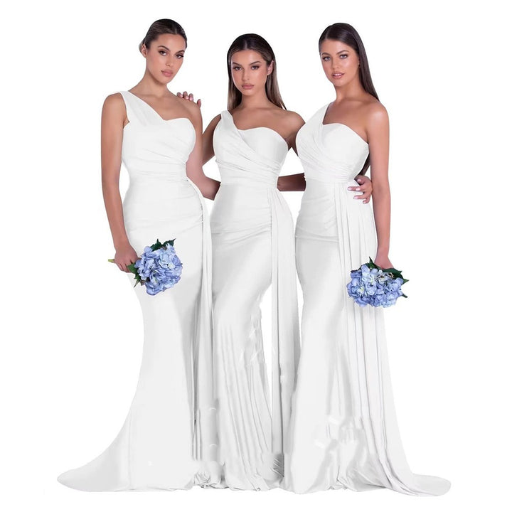 Plus Size Fat MM Mermaid One Shoulder Elegant Wedding Dress - Trendex